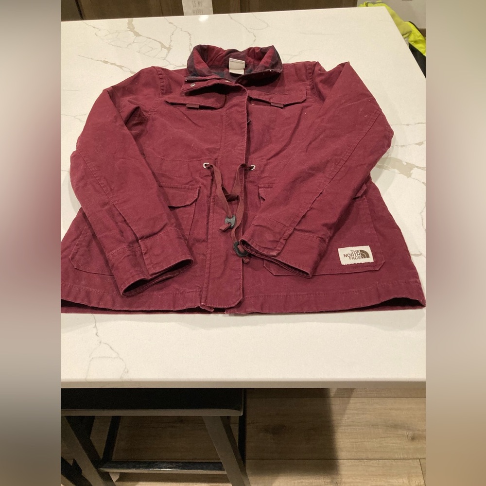 Women the north face urban utility shacket jacket coat red maroon deep pocket s
